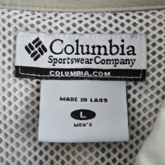 Columbia PFG Performance Fishing Gear Mens Large Tan Outdoor Adventure Shirt - Picture 11 of 11